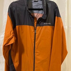 Columbia Orange and Black Windbreaker with Stand-Up Collar